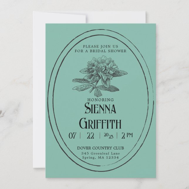 Invitation vintage de douche nuptiale | Turquoise  (Devant)