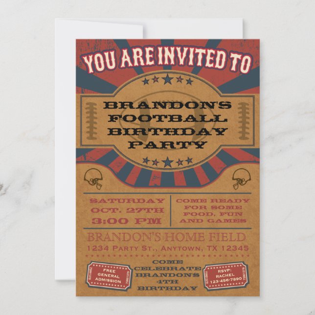Invitation vintage de fête d'anniversaire du (Devant)