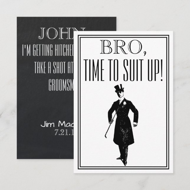 Invitation Vintage de Groomsman ou Best Man (Devant / Derrière)