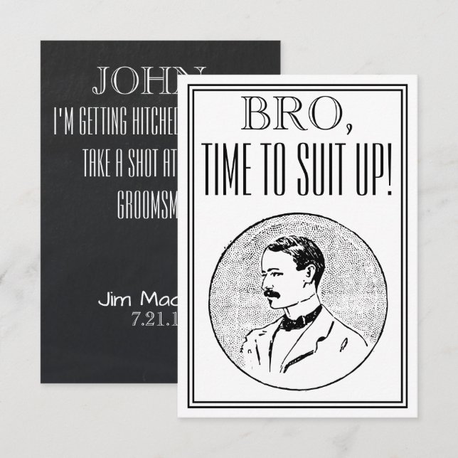 Invitation Vintage de Groomsman ou Best Man (Devant / Derrière)