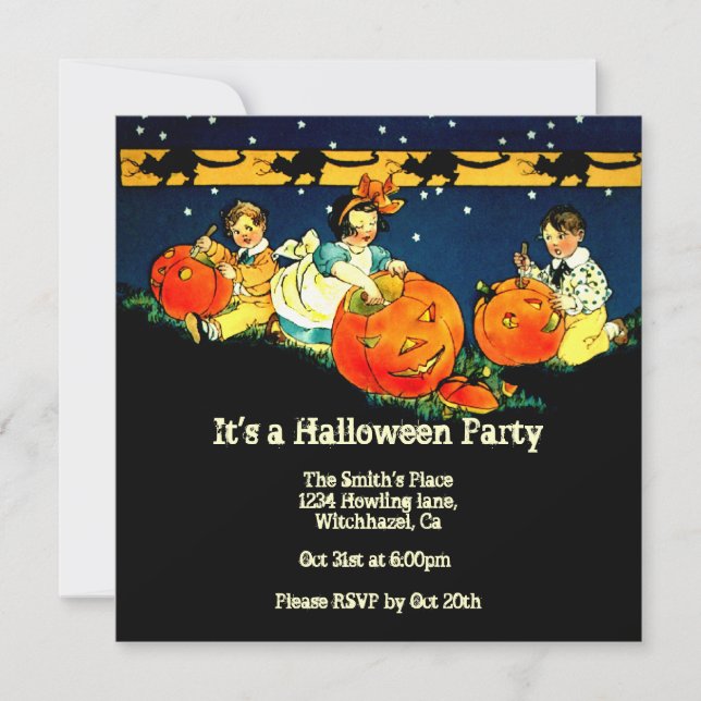 Invitation vintage de Halloween (Devant)