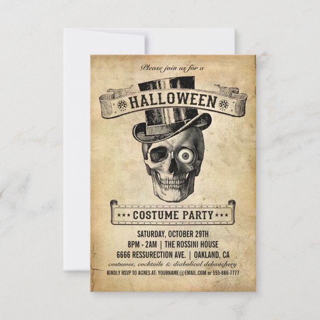 Invitation vintage de Halloween - partie de (Devant)