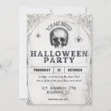 Invitation Vintage de la fête du crâne d'Halloween