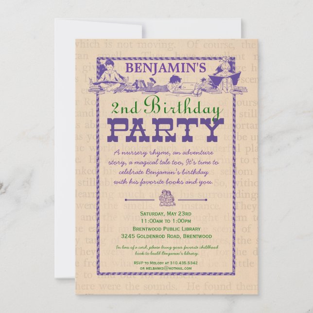 Invitation Vintage de la Fête du livre (Devant)