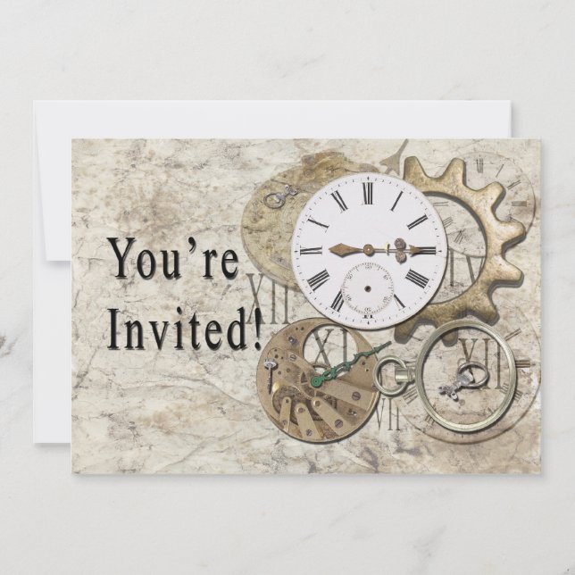 Invitation vintage de partie de Steampunk (Devant)