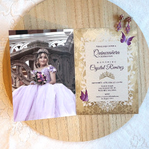Invitation vintage de Quinceanera violet lavande