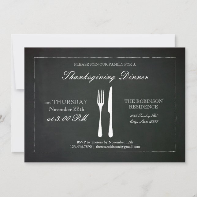 Invitation Vintage de Thanksgiving (Devant)