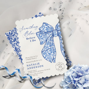 Invitation Vintage Delft Bow Quelque chose Fête des mariées b
