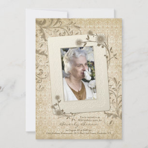Invitation Vintage dentelle florale 80e anniversaire Invitati