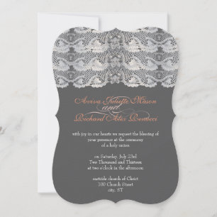Invitation Vintage dentelle gris et bracelet