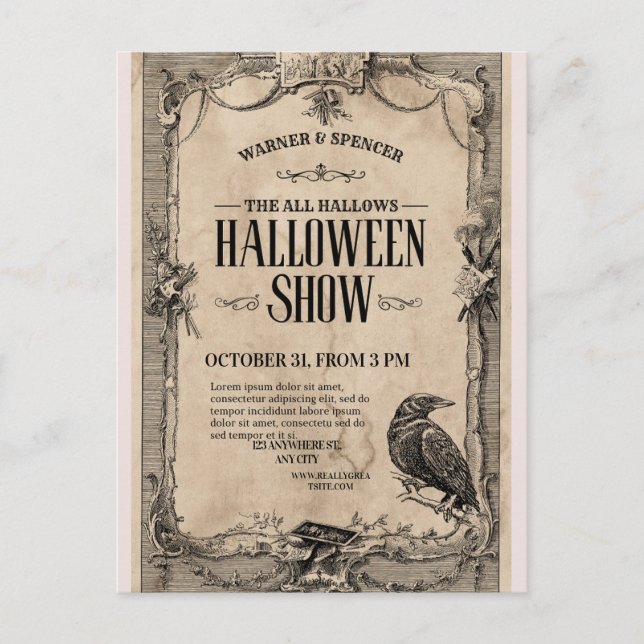 Invitation vintage d'Halloween (Devant)