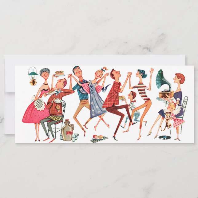 Invitation vintage d'illustration de partie (Devant)