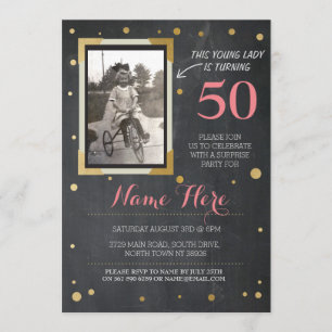Invitation vintage d'or de craie de style
