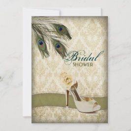 Invitation vintage douche nuptiale mariage damassé