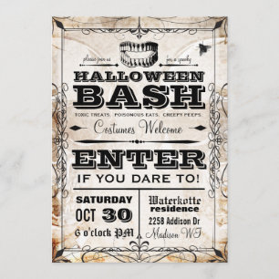 Invitation Vintage éffrayante à la fête d'Hallowee