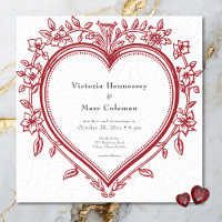 Vintage Elegant Chinoiserie Floral Heart Mariage