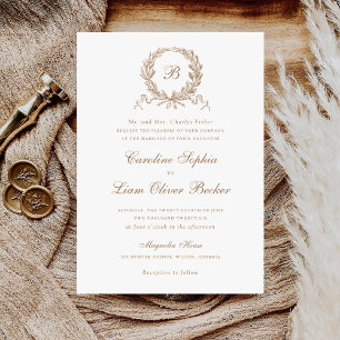 Invitation Vintage Élégant Mariage de monogramme de chêne d'o