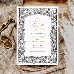 Invitation Vintage Elegant Vines cadre frontière Enregistrer