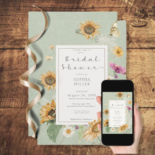 Invitation vintage été Sunflower Floral Douche