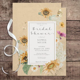Invitation Vintage été tournesol Fête des mariées jaune