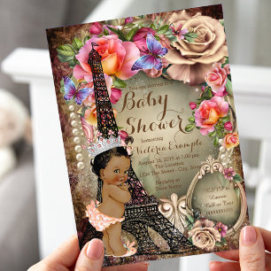 Invitation Vintage Ethnic Princess Paris Baby shower