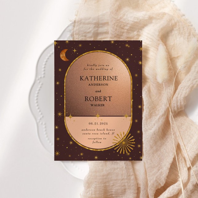 Invitation Vintage étoile de lune céleste Mariage (Créateur téléchargé)