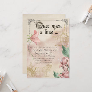 Invitation Vintage Fairy Tale Theme Château et transport