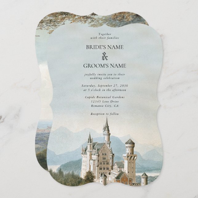 Invitation Vintage Fairytale Castle Rustic Forest Mariage (Devant / Derrière)