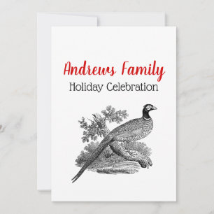 Invitation Vintage faisan Jeu Oiseau Dessin avant Noël