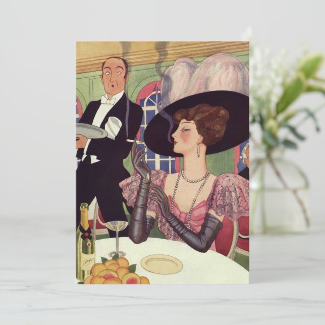 Invitation Vintage Fancy Elegant Champagne Bachelorette Party (Debout devant)