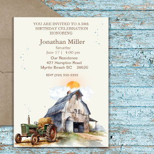 Invitation Vintage ferme 50e anniversaire Tractor Party