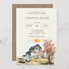 Invitation Vintage ferme 50e anniversaire Truck Party Invitat