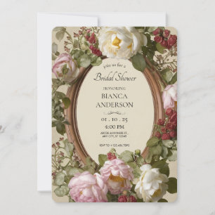 Invitation Vintage Fête des mariées Art Nouveau Floral
