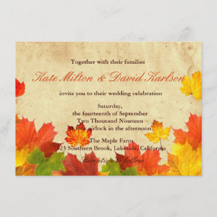Invitation Vintage Feuilles d'érable Couleurs d'automne Maria