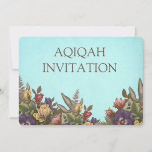 Invitation Vintage fille-bébé florale Aqiqah