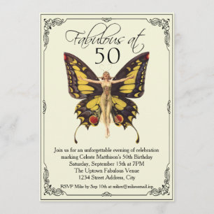 Invitation Vintage Flapper 50e anniversaire