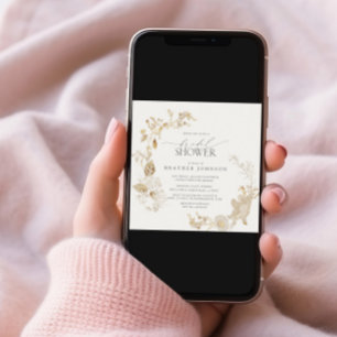 Invitation Vintage Fleur sauvage or Fête des mariées florale