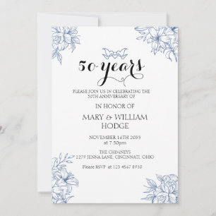 Invitation Vintage Floral 50e anniversaire de mariage