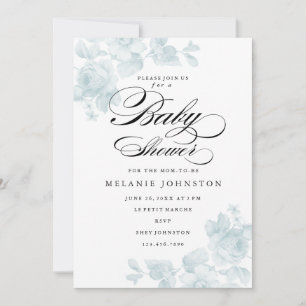 Invitation Vintage floral   Baby shower Blue Boy