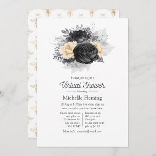 Invitation Vintage Floral Bees Douche virtuelle