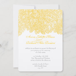 Invitation Vintage Floral Chrysanthemum gris et jaune