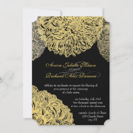 Invitation Vintage Floral Chrysanthemum gris jaune