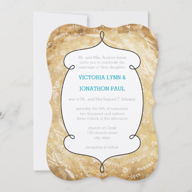 Invitation Vintage Floral Garland Mariage (Devant)
