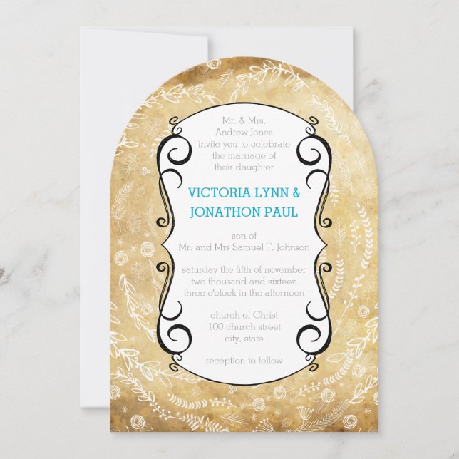 Invitation Vintage Floral Garland Mariage (Devant)