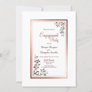 Invitation Vintage Floral Gold Border Engagement Party