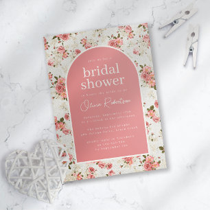 Invitation Vintage Floral Rose Fête des mariées