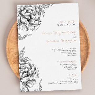 Invitation vintage Floral Rose Gold Mariage Foil