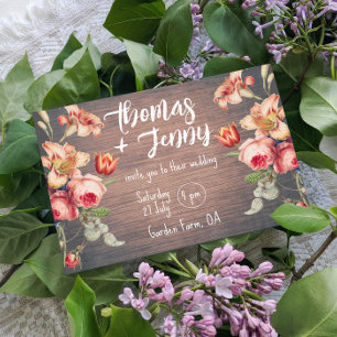 Invitation Vintage Floral Rustic Farm Mariage