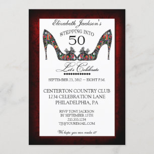 Invitation Vintage Floral Shoe 50e anniversaire