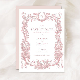 Invitation Vintage Floral Vins Vins Toile Blush Mariage